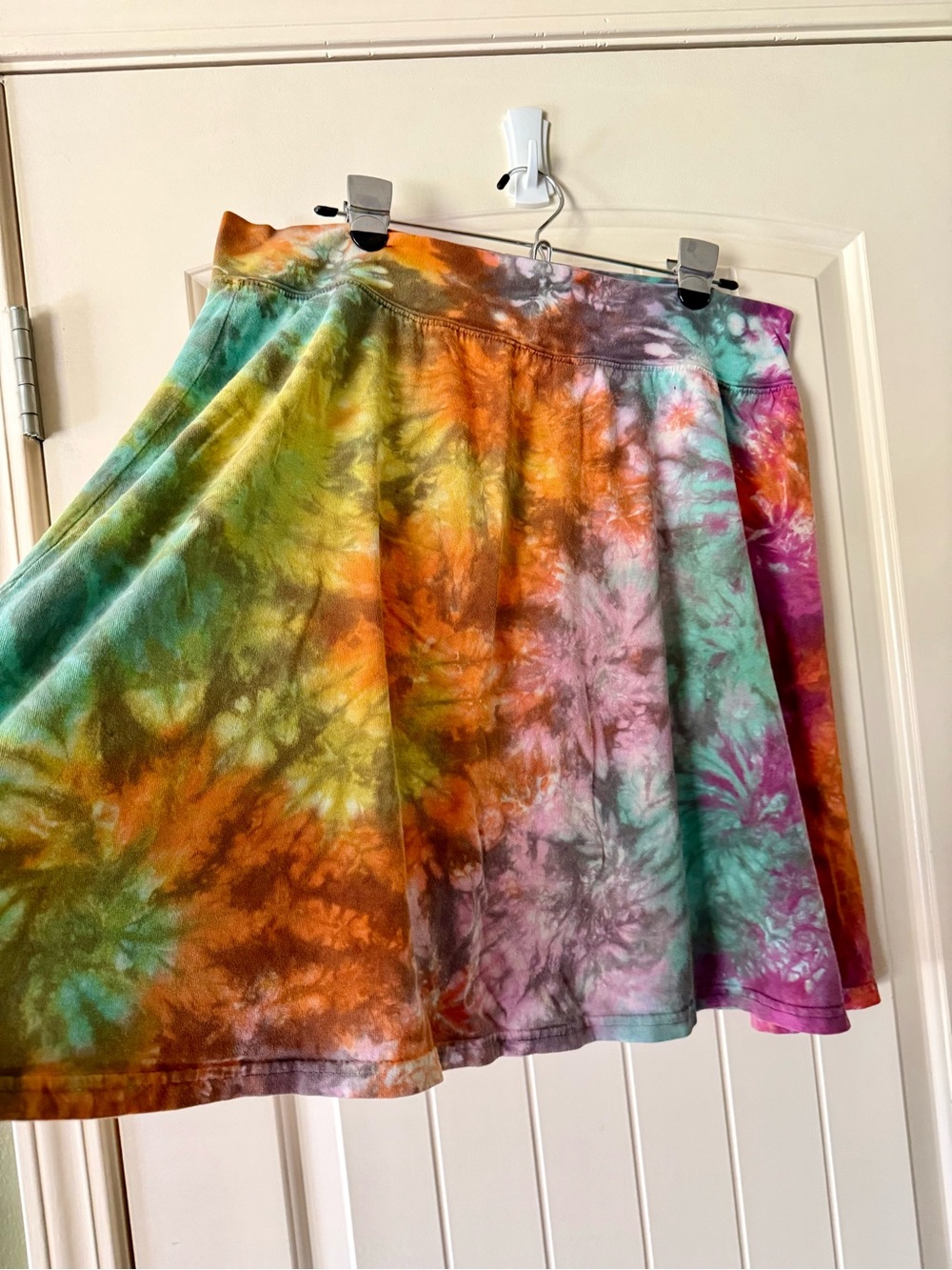 Home Upcycled Tie-Dye Multicolor A-Line Skirt 100% Cotton XL